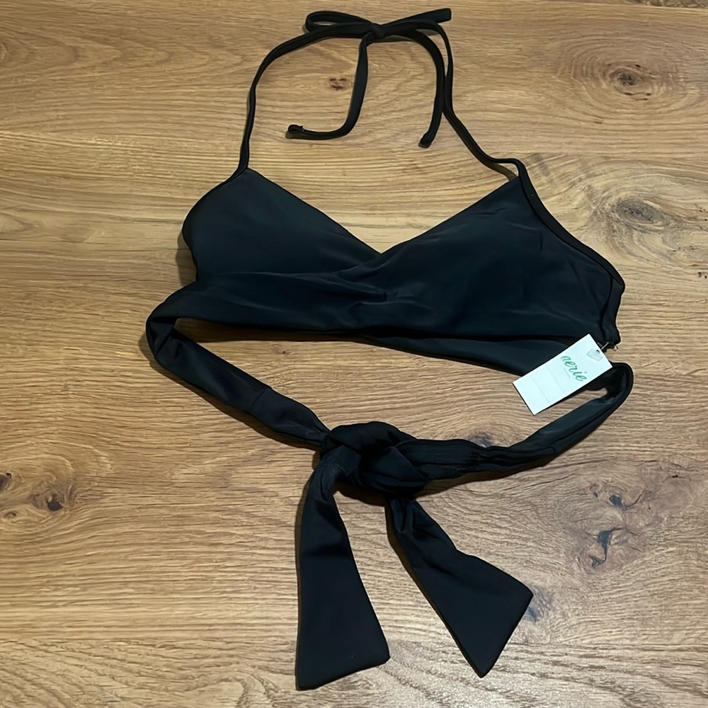 NWT Aerie Black Halter Wrap Bikini Top Reg. $35